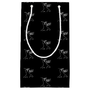 Petit Sac Cadeau Halloween fantôme noir et blanc motif