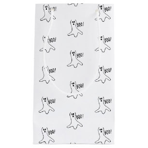 Petit Sac Cadeau Halloween fantôme noir et blanc motif faveurs