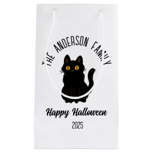Petit Sac Cadeau Halloween Scary Black Cat Nom personnalisé