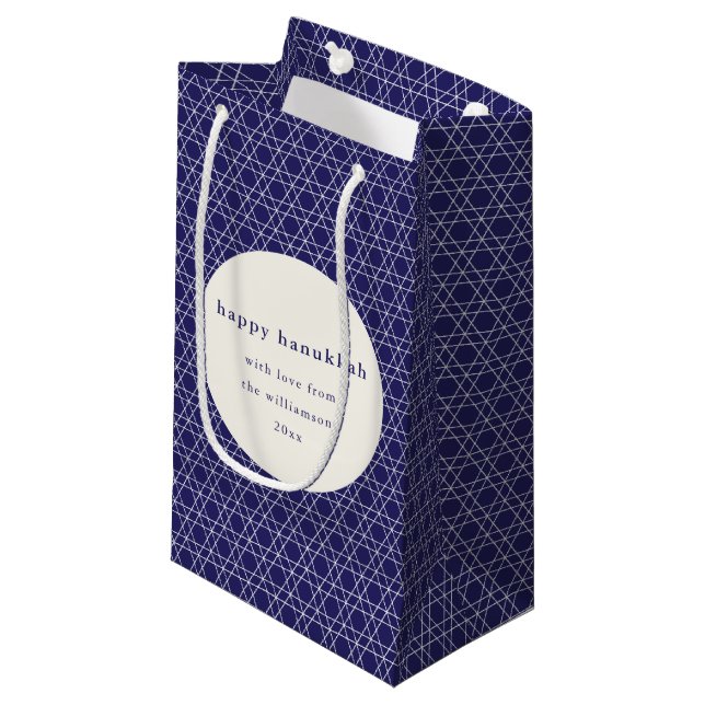 Petit Sac Cadeau Hanoukka Star Lines moderne Elégant bleu personnal (Devant Angle)