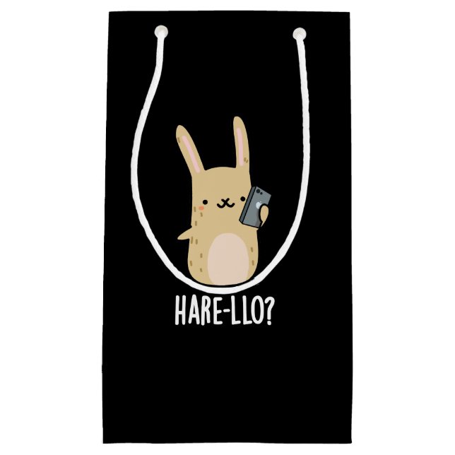 Petit Sac Cadeau Hare-Lo Là Funny Hare Rabbit Pun Dark BG (Devant)