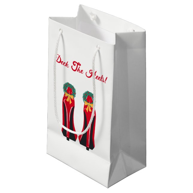 Petit Sac Cadeau Haut talons rouges avec couronnes de Noël (Devant Angle)