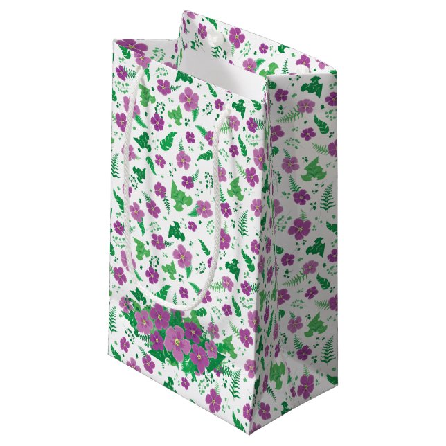 Petit Sac Cadeau Hibiscus pourpre (Devant Angle)