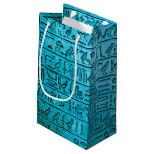 Petit Sac Cadeau Hiéroglyphes égyptiens antiques bleu