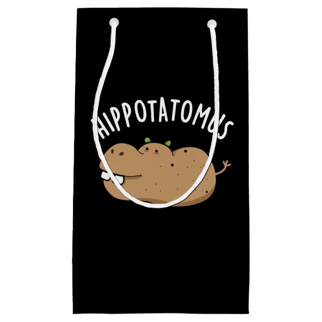 Petit Sac Cadeau Hip Potato-mus Funny Hippo Pun Dark BG (Devant)