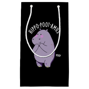 Petit Sac Cadeau Hippo-poot-amus Drôle Farting Hippo Pun Dark BG