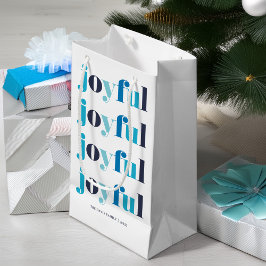 Petit Sac Cadeau Hiver Bleu "Joyeux" Fête Personnalisée