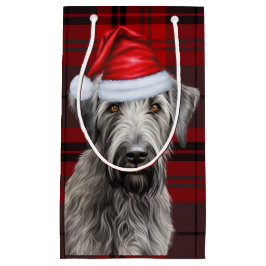 Petit Sac Cadeau Holiday Irish Wolfhound Dog Red Plaid Christmas
