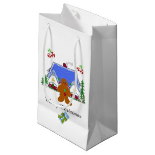 Petit Sac Cadeau Homme en pain d'épices et maison
