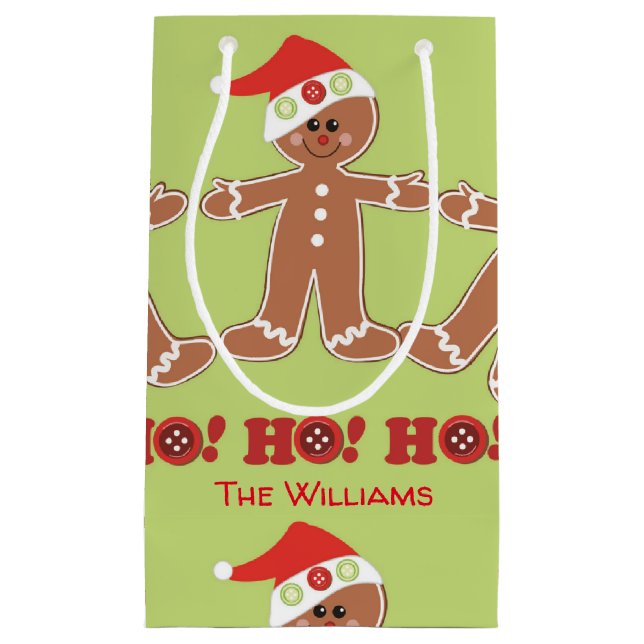 Petit Sac Cadeau Homme en pain d'épices Ho Ho Ho (Devant)