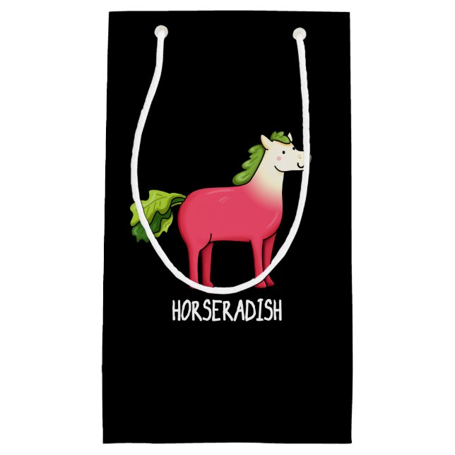 Petit Sac Cadeau Horseradish Funny Horse Pun Dark BG (Devant)