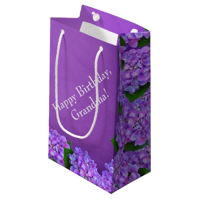 Petit Sac Cadeau Hydrangée violette (Devant Angle)