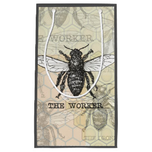 Petit Sac Cadeau Illustration d'abeille ouvrière vintage
