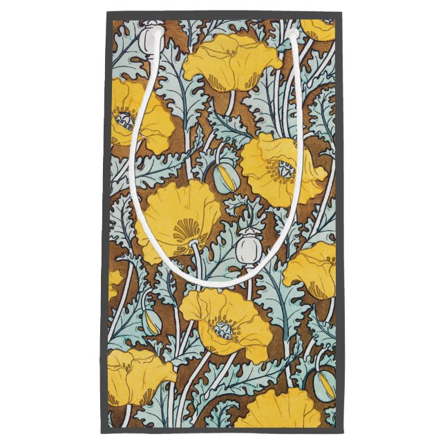 Petit Sac Cadeau illustration d'art pavot fleur jaune (Devant)