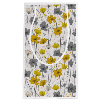 Petit Sac Cadeau Illustration florale, fleurs sauvages abstraits, m