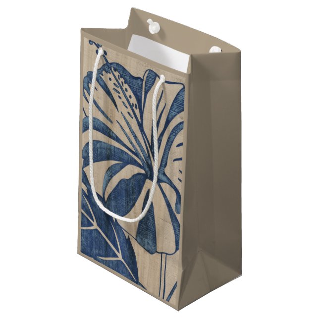 Petit Sac Cadeau Indigo Hibiscus (Devant Angle)
