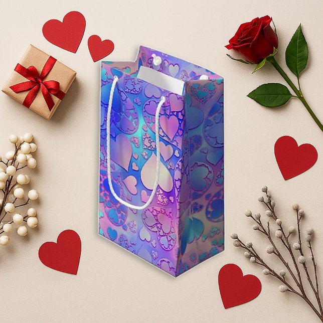 Petit Sac Cadeau Iridescent Pastel Kawaii Heart Pattern Design (Créateur téléchargé)