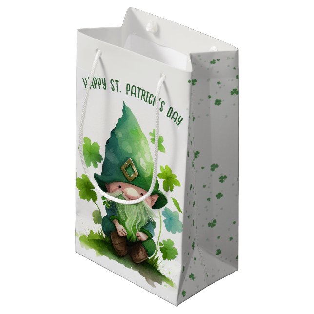 Petit Sac Cadeau Irish Leprechaun En Shamrock (Devant Angle)