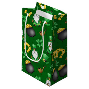 PETIT SAC CADEAU IRLANDE GNOMES SHAMROCK HORSESHOES GOLD POTS