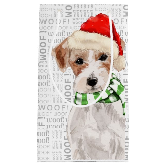 Petit Sac Cadeau Jack Russell Terrier Drôle chien de Noël (Devant)