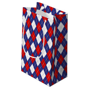Petit Sac Cadeau Jacquard rouge bleu-blanc 2 CADEAUX S