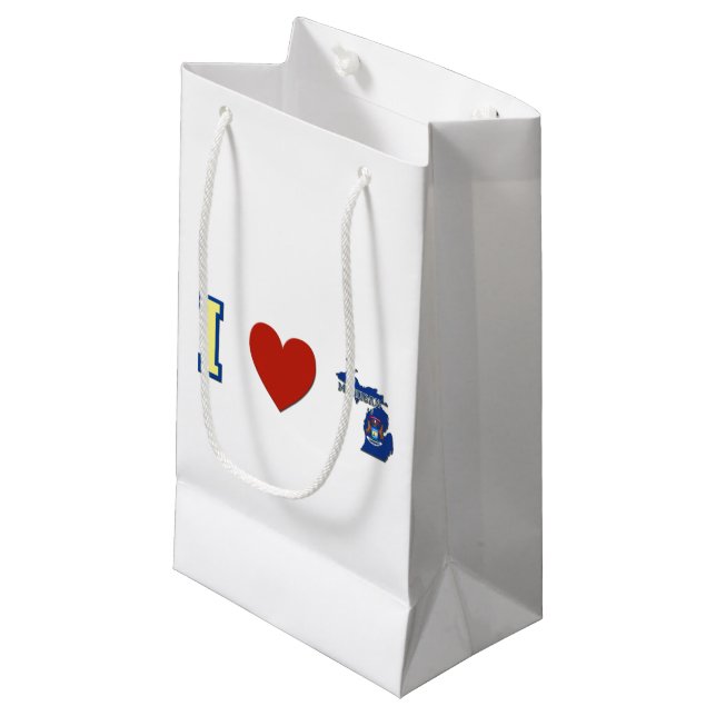 Petit Sac Cadeau J'aime le Michigan (Devant Angle)