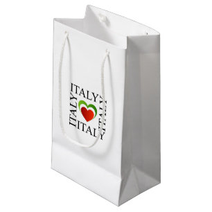 Petit Sac Cadeau J'aime l'Italie avec des couleurs italiennes de