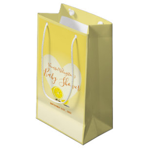 Petit Sac Cadeau Jaune de coeur de baby shower de citron et de