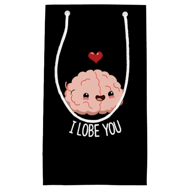Petit Sac Cadeau Je t'aime Drôle Cerveau Pun Dark BG (Devant)