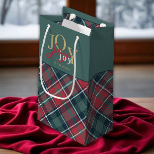 Petit Sac Cadeau Joie au monde Typographie Rustique Plaid