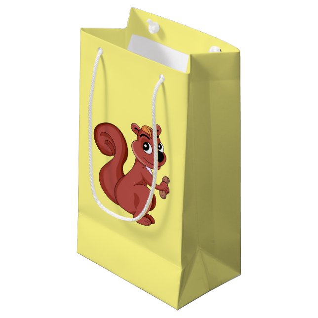 Petit Sac Cadeau Joli écureuil en caricature avec une cacahuète (Devant Angle)