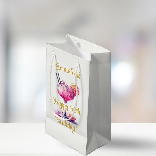 Petit Sac Cadeau Joli en rose thème Cocktail 30e anniversaire (Créateur téléchargé)