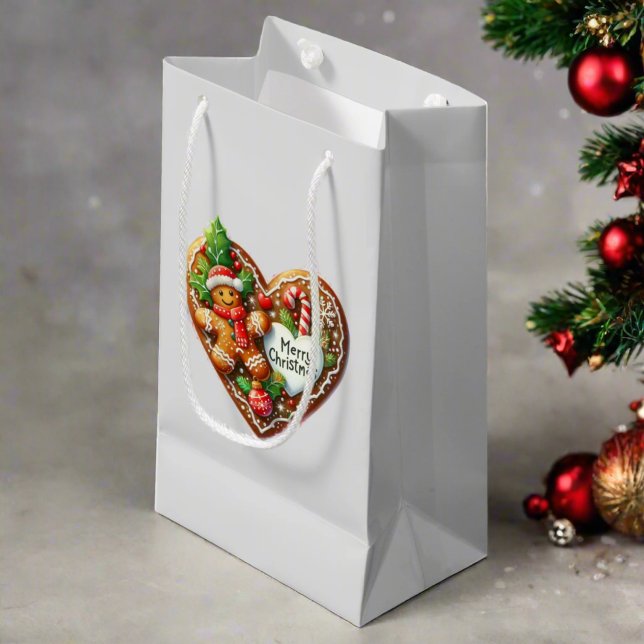 Petit Sac Cadeau Joli Noël Gingerbread Homme Coeur (Créateur téléchargé)