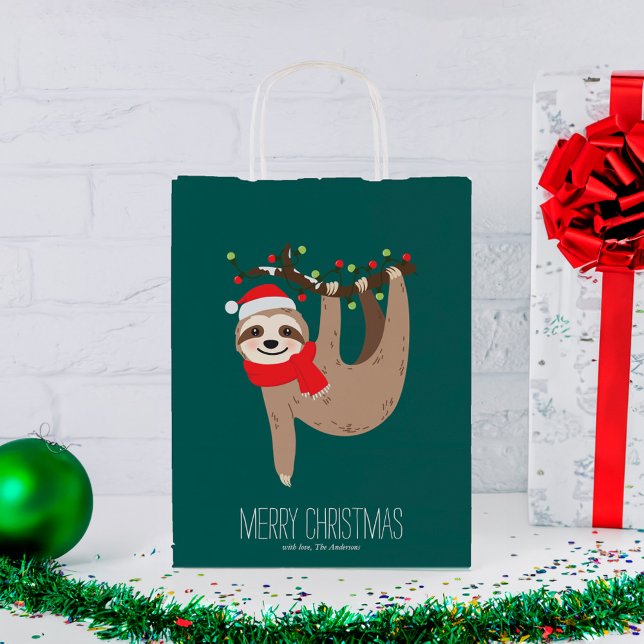 Petit Sac Cadeau Jolie Sloth Christmas (Créateur téléchargé)