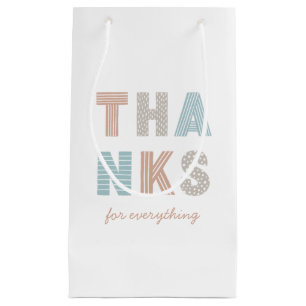 Petit Sac Cadeau Jolie typographie en lettres. Pastel remercie les