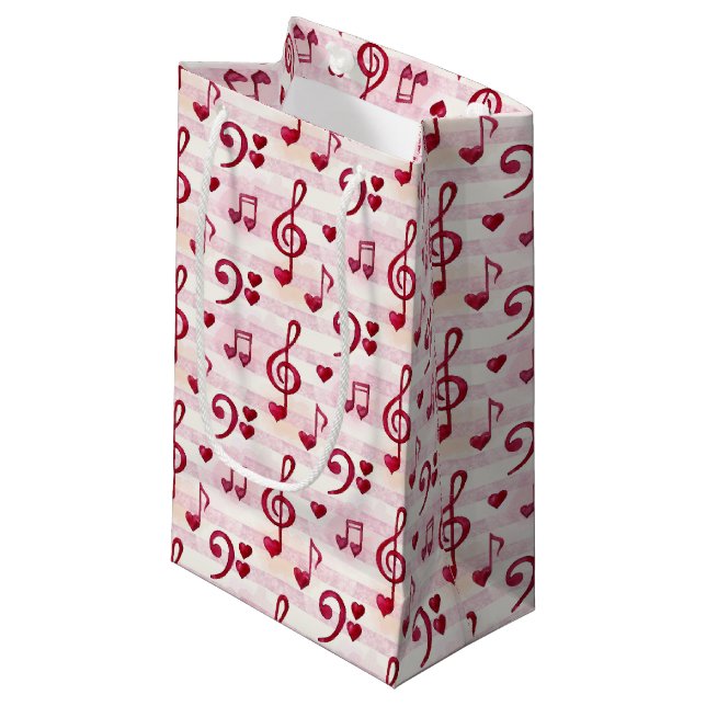 Petit Sac Cadeau jolies notes musicales carrelées motif (Devant Angle)