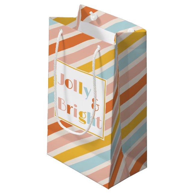 Petit Sac Cadeau Jolly et Bright Fun Bold Stripes Noël (Devant Angle)