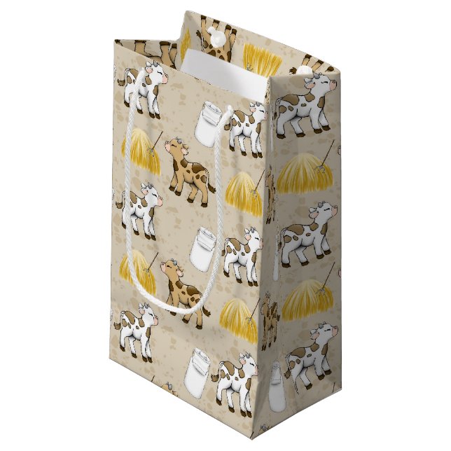Petit Sac Cadeau Jote Pays vache carrelée motif (Devant Angle)
