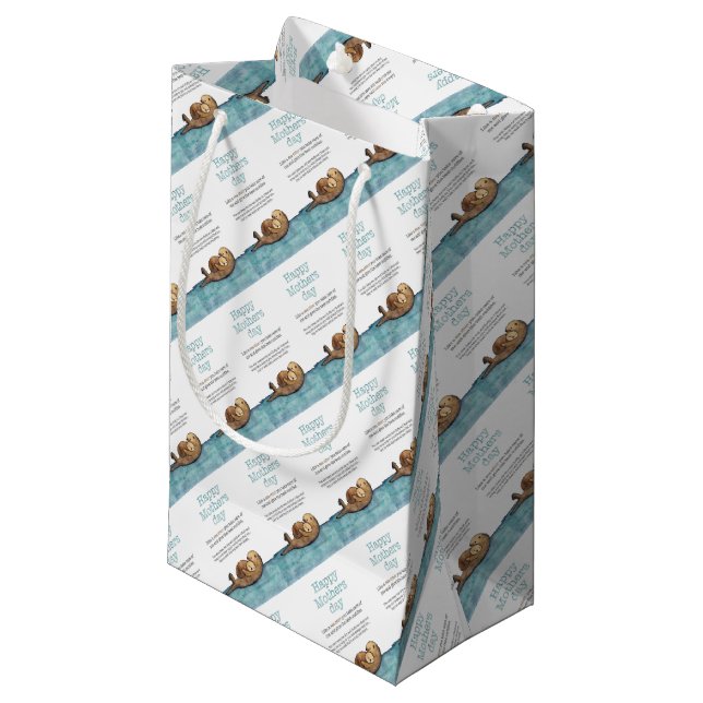 Petit Sac Cadeau Jour de mères de loutre de mer (Devant Angle)
