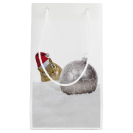 Petit Sac Cadeau Jours de Noël d'argent et de neige à Chipmunk