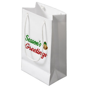 Petit Sac Cadeau Joyeuses Fêtes Bells Noël rouge vert script