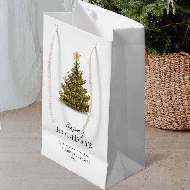 Petit Sac Cadeau Joyeuses fêtes Typographie sapin de Noël (Créateur téléchargé)