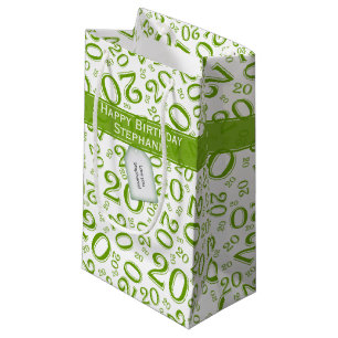 Petit Sac Cadeau Joyeux 20e anniversaire Random Number Motif vert 2