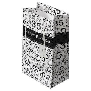 Petit Sac Cadeau Joyeux 35e anniversaire Motif de numéro noir/blanc