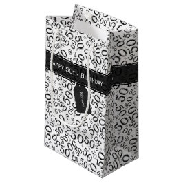 Petit Sac Cadeau Joyeux 50e anniversaire Numéro Motif noir/blanc