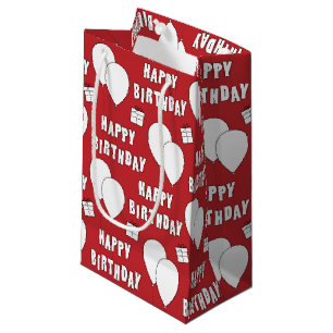 Petit Sac Cadeau Joyeux Anniversaire Avec Arrière - plan Rouge Bal