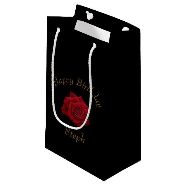 Petit Sac Cadeau Joyeux anniversaire élégant de rose rouge (Devant Angle)