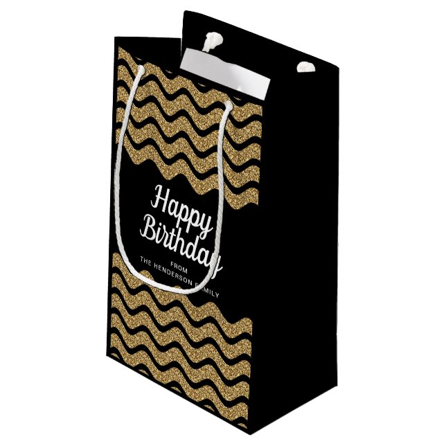Petit Sac Cadeau Joyeux anniversaire Faux Gold Parties scintillant  (Dos Angle)