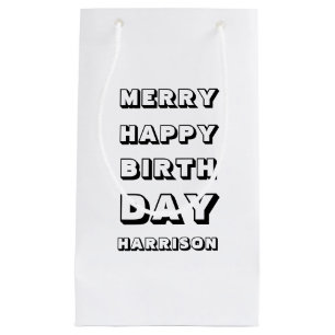 Petit Sac Cadeau Joyeux Anniversaire nom personnalisé Noël