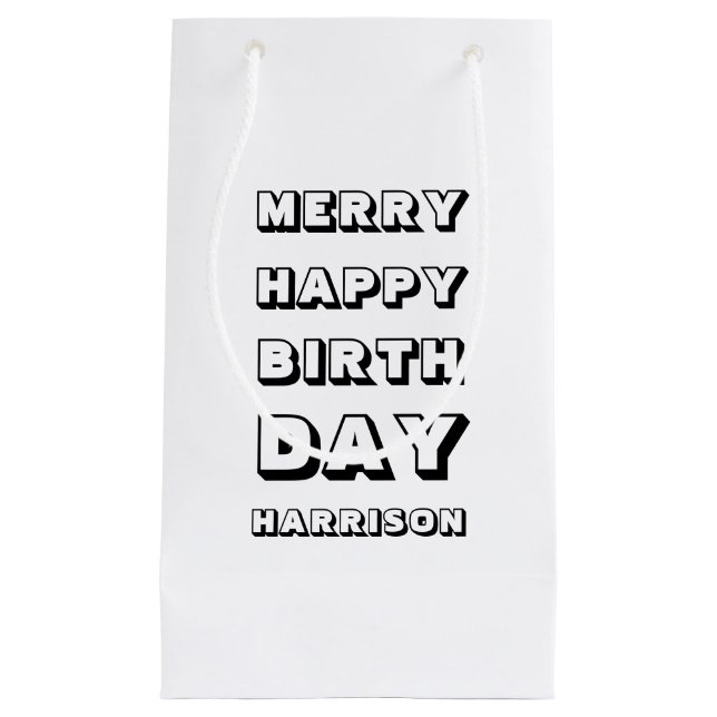 Petit Sac Cadeau Joyeux Anniversaire nom personnalisé Noël (Devant)
